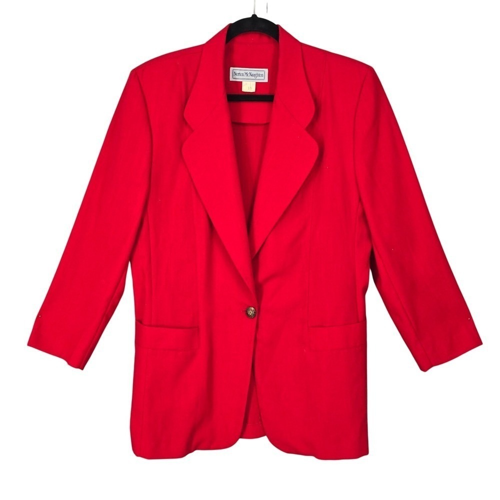 Norton McNaughton Vintage Red Sun Face Button Blazer Jacket Womens 10 90s Career